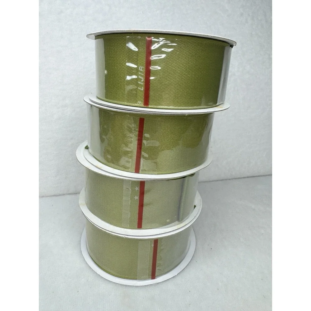 Crate & Barrel Green Ribbon Lot 3 Rolls 5 Yards Each Craft Gift Wrap
